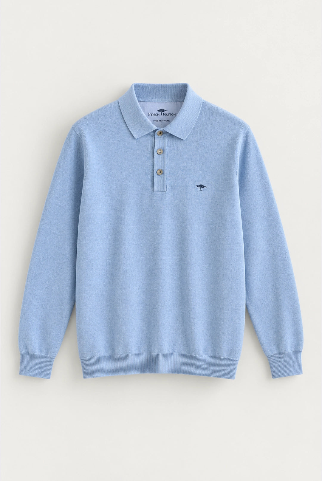 Fine Knit Air Cotton Polo Collar Sweater - Crystal Blue
