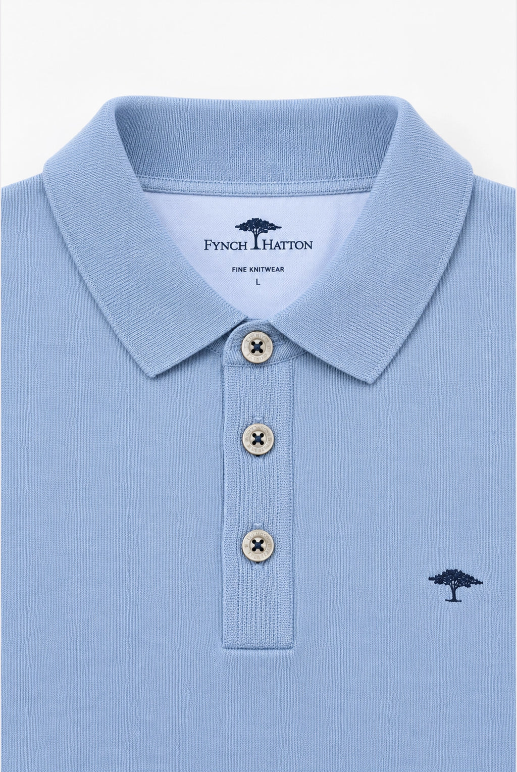 Fine Knit Air Cotton Polo Collar Sweater - Crystal Blue