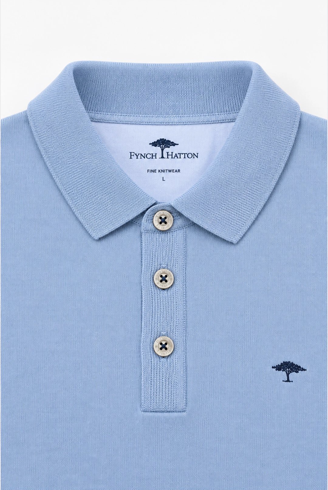 Fine Knit Air Cotton Polo Collar Sweater - Crystal Blue