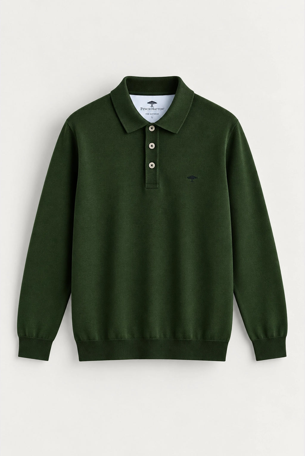 Fine Knit Air Cotton Polo Collar Sweater - Dark Green
