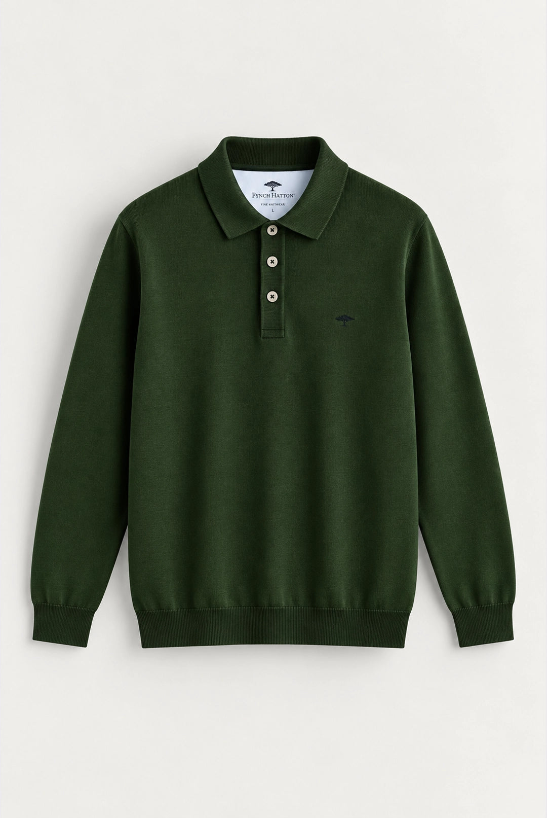 Fine Knit Air Cotton Polo Collar Sweater - Dark Green