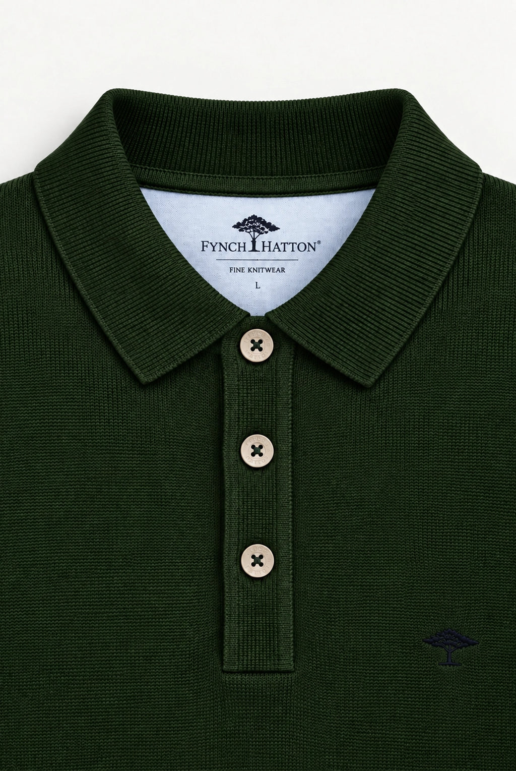 Fine Knit Air Cotton Polo Collar Sweater - Dark Green