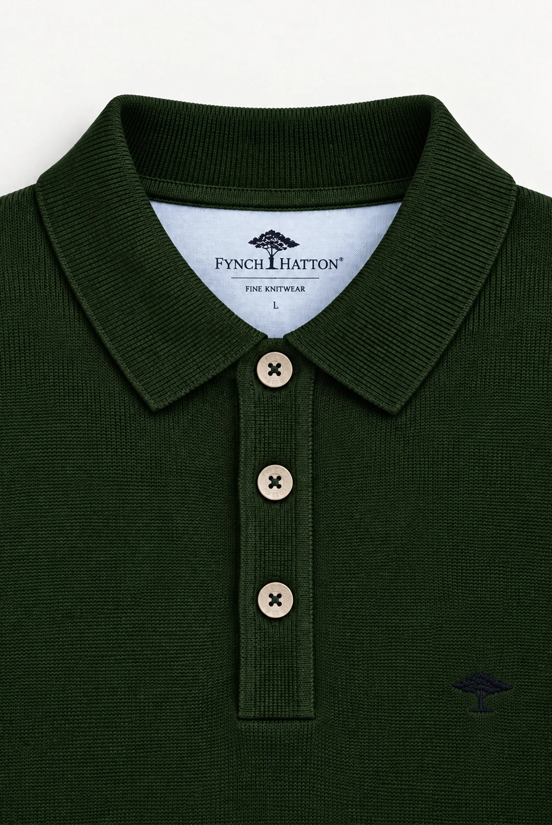 Fine Knit Air Cotton Polo Collar Sweater - Dark Green