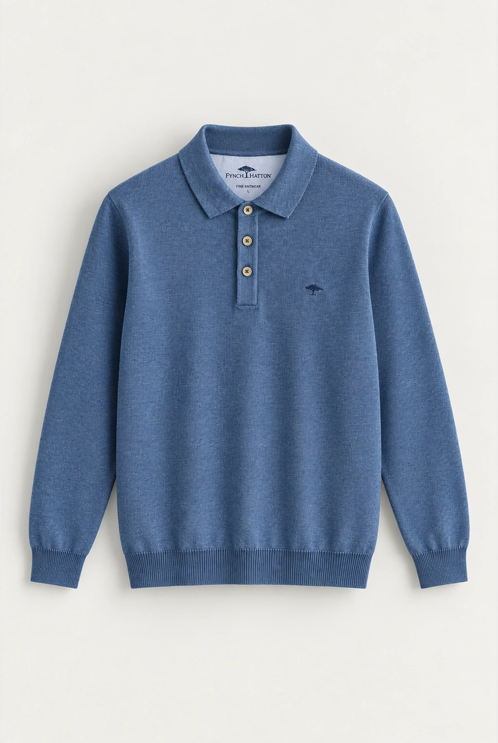 Fine Knit Air Cotton Polo Collar Sweater - Ink Blue