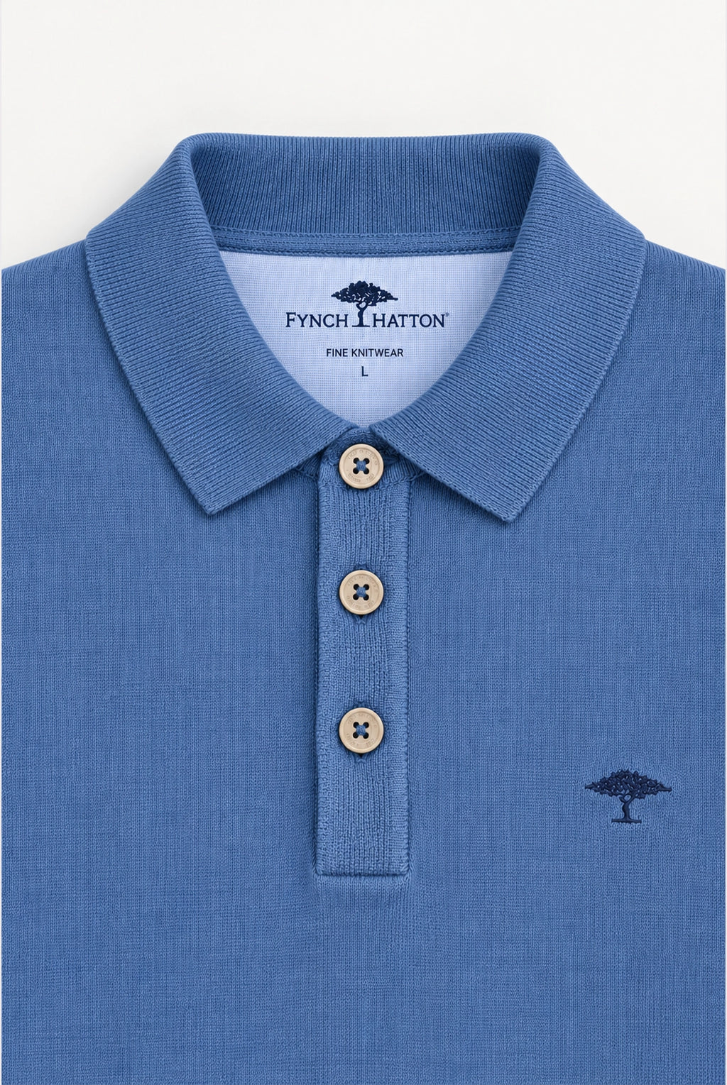Fine Knit Air Cotton Polo Collar Sweater - Ink Blue