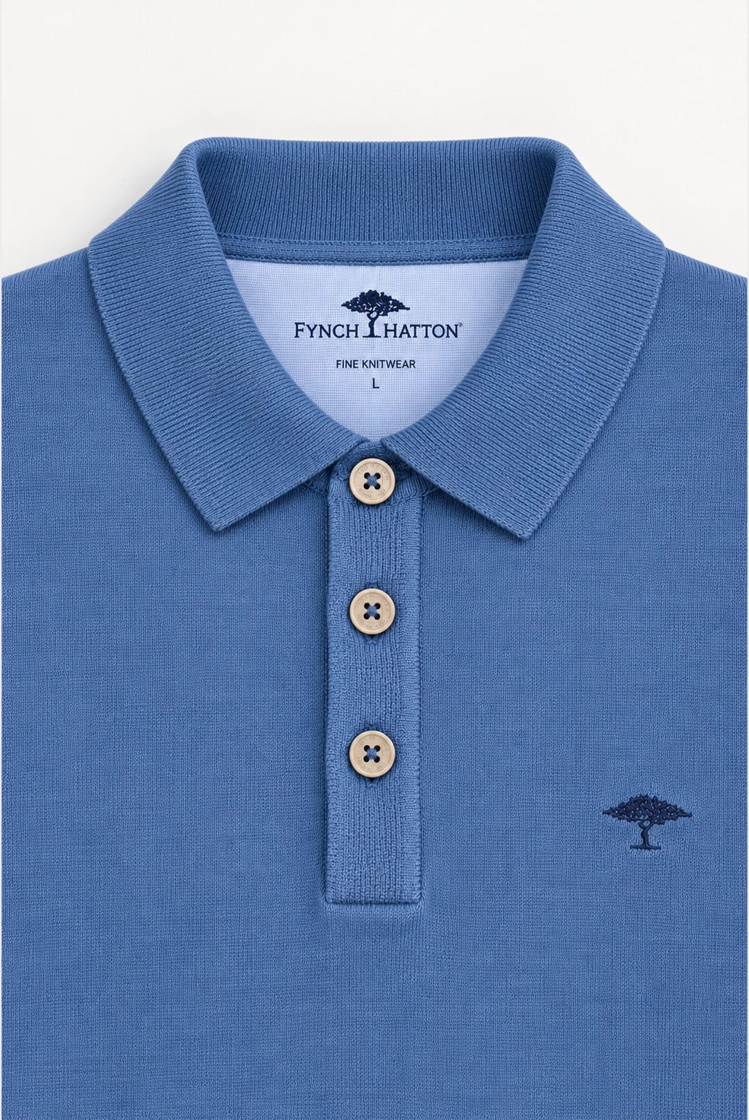 Fine Knit Air Cotton Polo Collar Sweater - Ink Blue