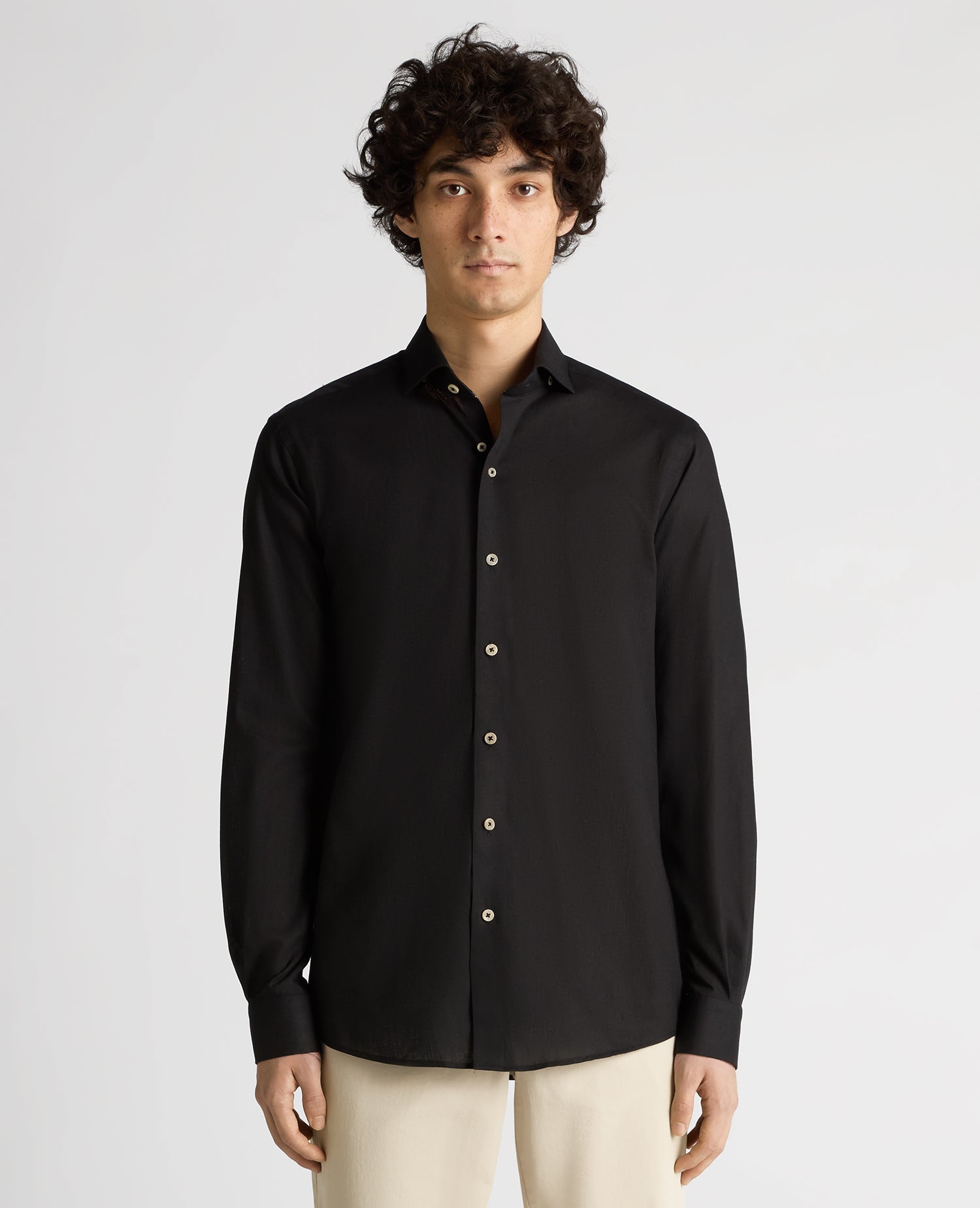 Tapered Linen-Blend Shirt - Black