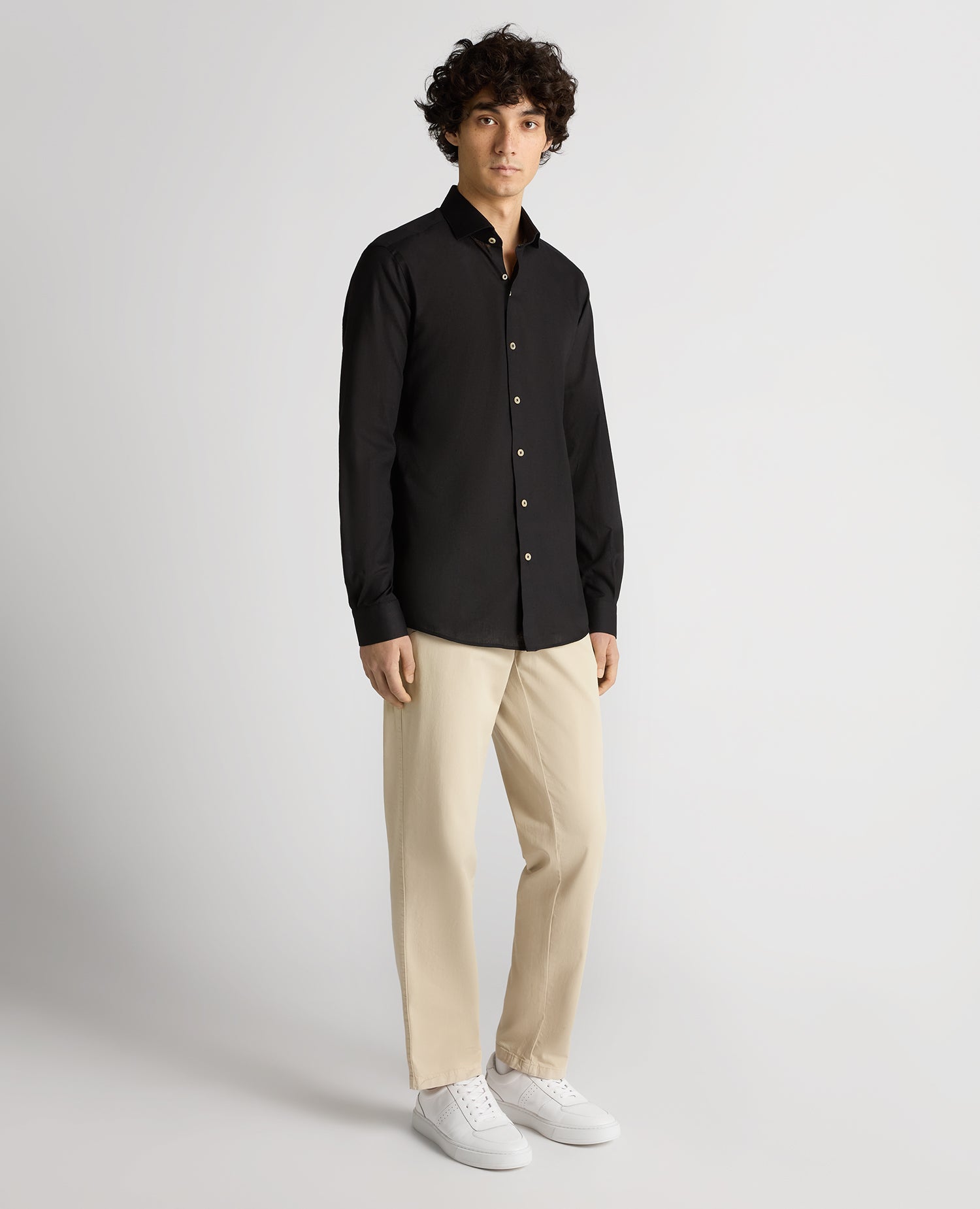 Tapered Linen-Blend Shirt - Black