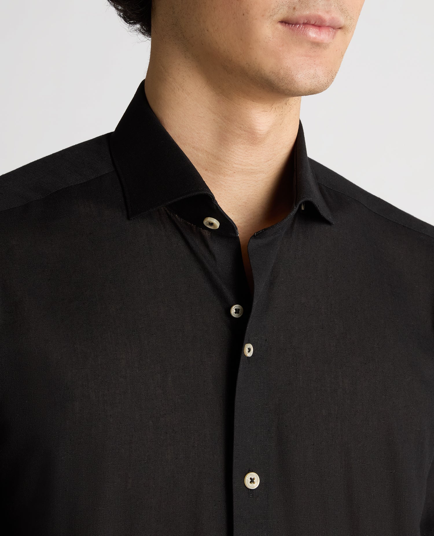 Tapered Linen-Blend Shirt - Black