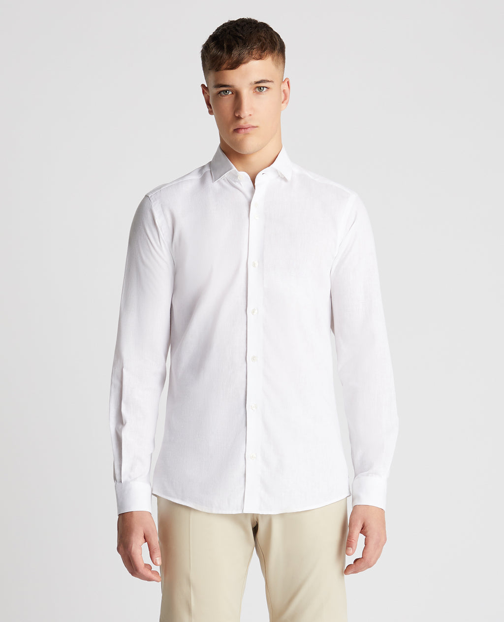 Tapered Linen-Blend Shirt - White
