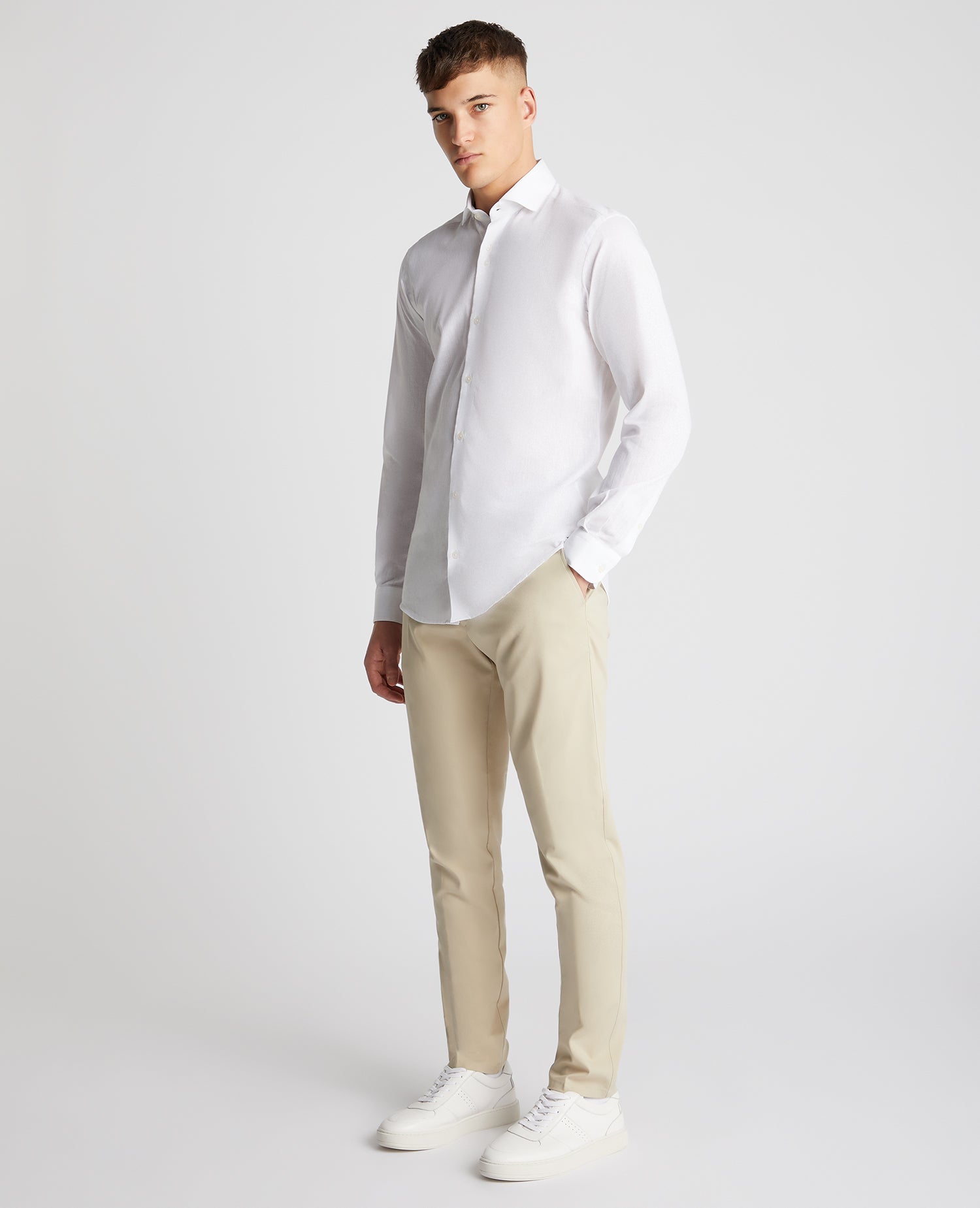 Tapered Linen-Blend Shirt - White