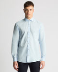 Tapered Linen-Blend Shirt - Light Blue