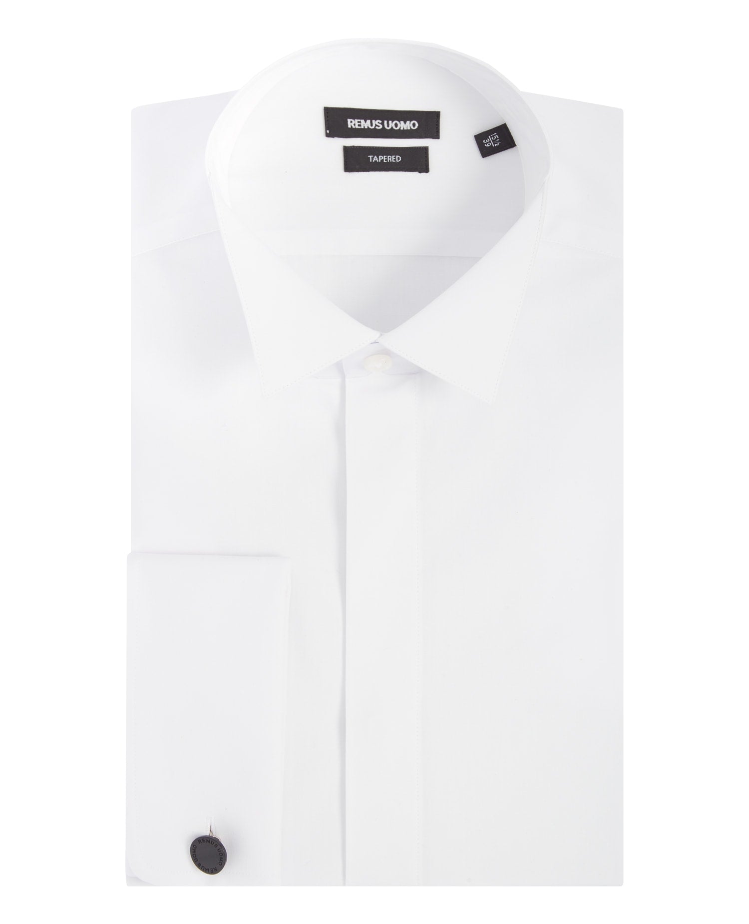 Tapered Fit Wing Collar Double Cuff Shirt - White