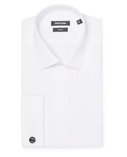 Tapered Fit Double Cuff Shirt - White