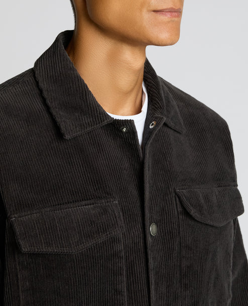 Regular Fit Corduroy Shacket - Charcoal