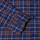 Cotton-Rich Button-Down Long-Sleeve Shirt - Navy & Burnt Orange Check