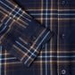 Brushed Cotton Button-Down Long-Sleeve Shirt - Navy and Brown Check