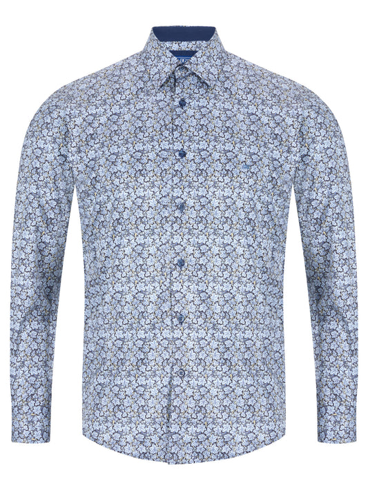 Cotton Rich Button-Down Long-Sleeve Shirt - Floral Print