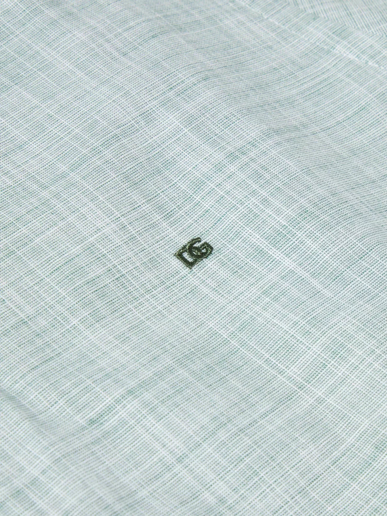 Pure Cotton Short-Sleeve Shirt - Linen-Look Green