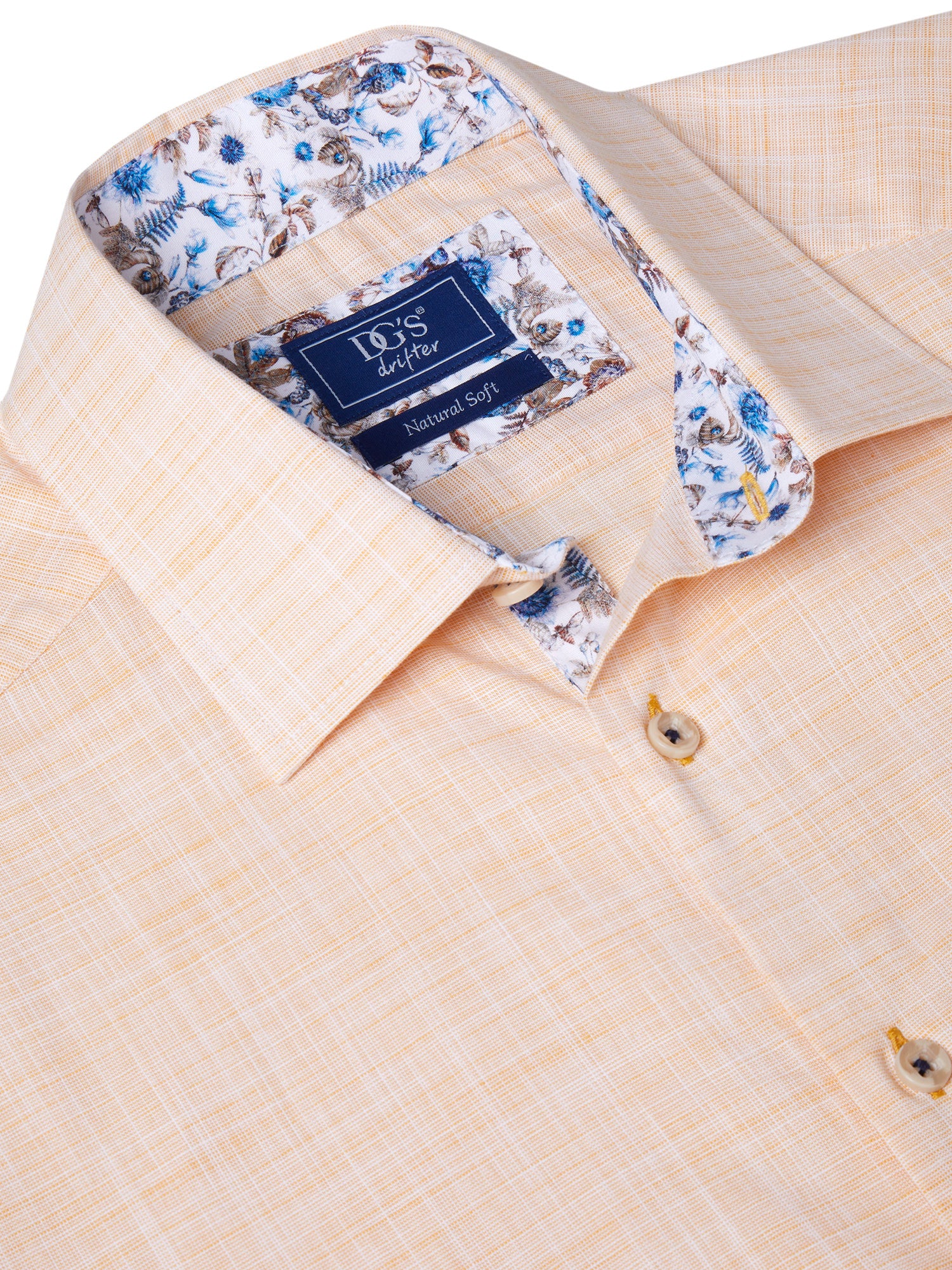 Pure Cotton Short-Sleeve Shirt - Linen-Look Yellow