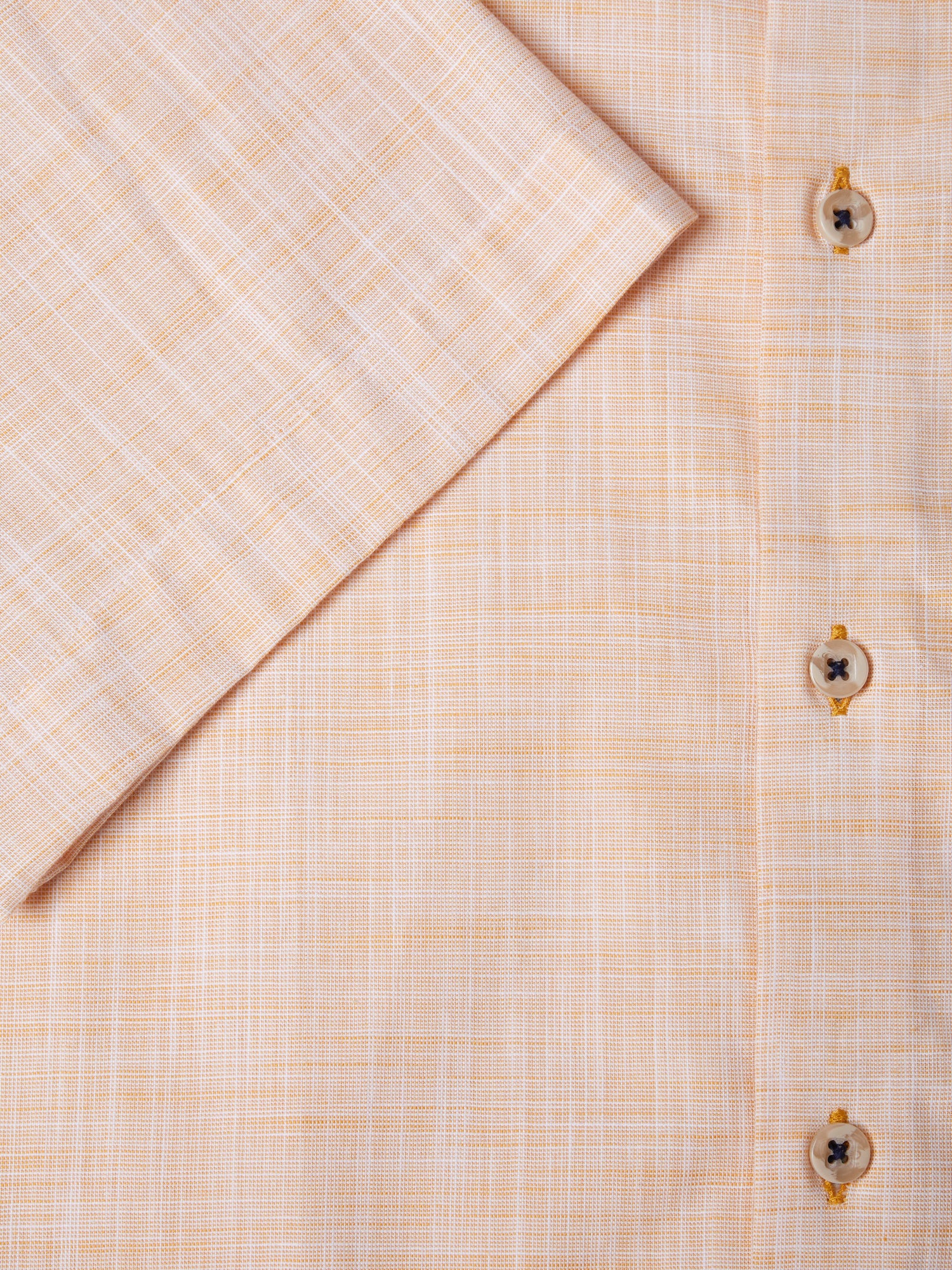 Pure Cotton Short-Sleeve Shirt - Linen-Look Yellow