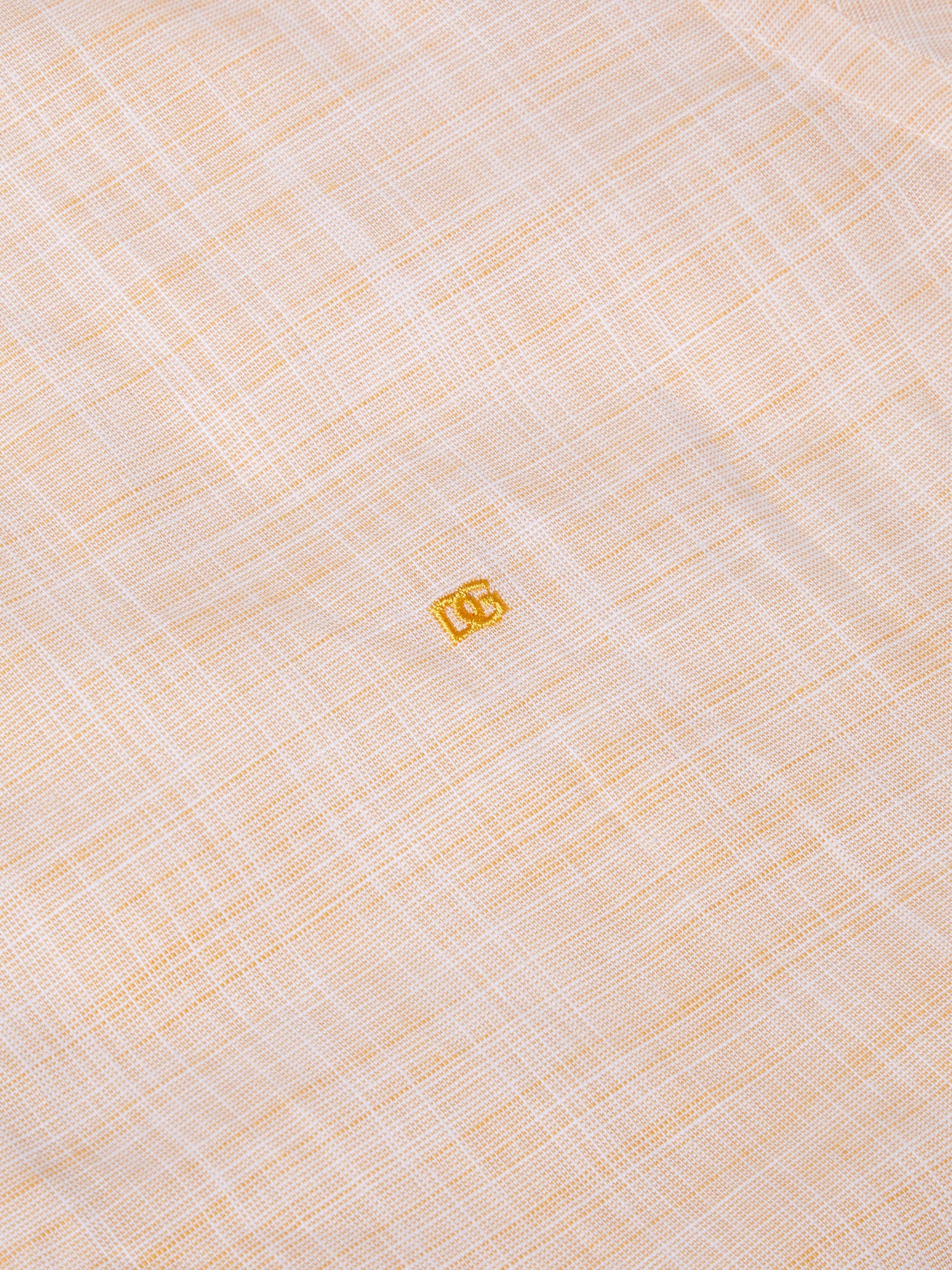 Pure Cotton Short-Sleeve Shirt - Linen-Look Yellow