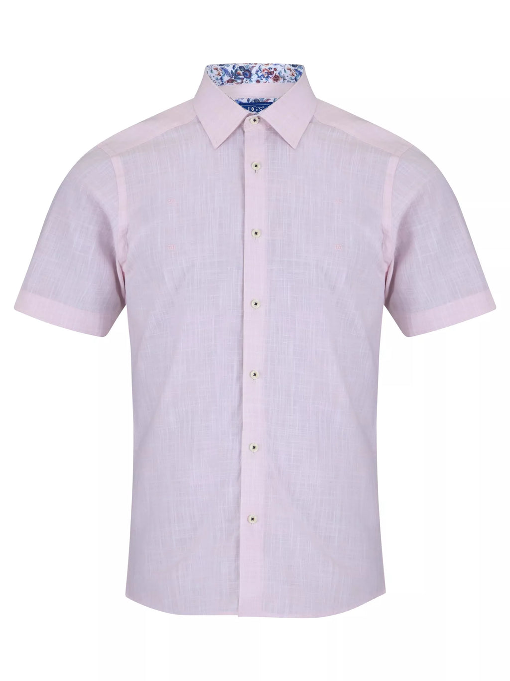 Pure Cotton Short-Sleeve Shirt - Linen-Look Pink