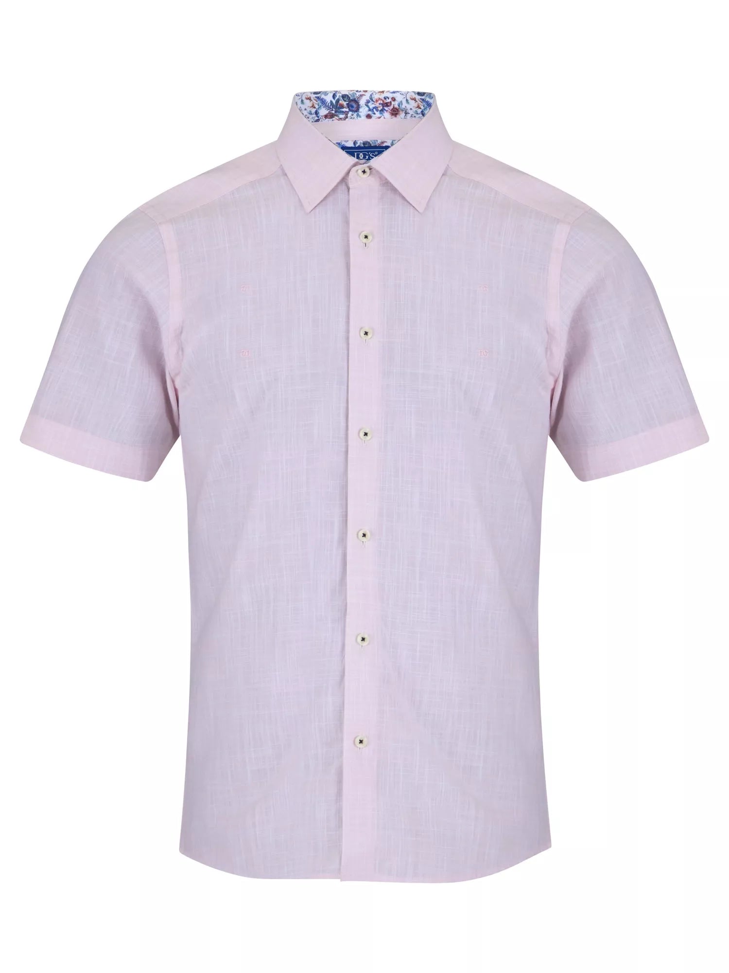 Pure Cotton Short-Sleeve Shirt - Linen-Look Pink