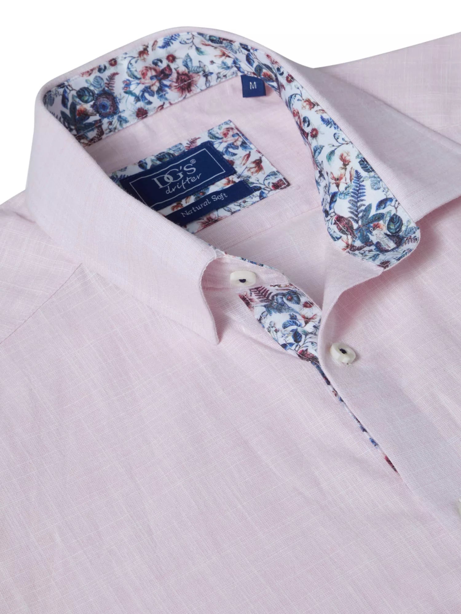 Pure Cotton Short-Sleeve Shirt - Linen-Look Pink