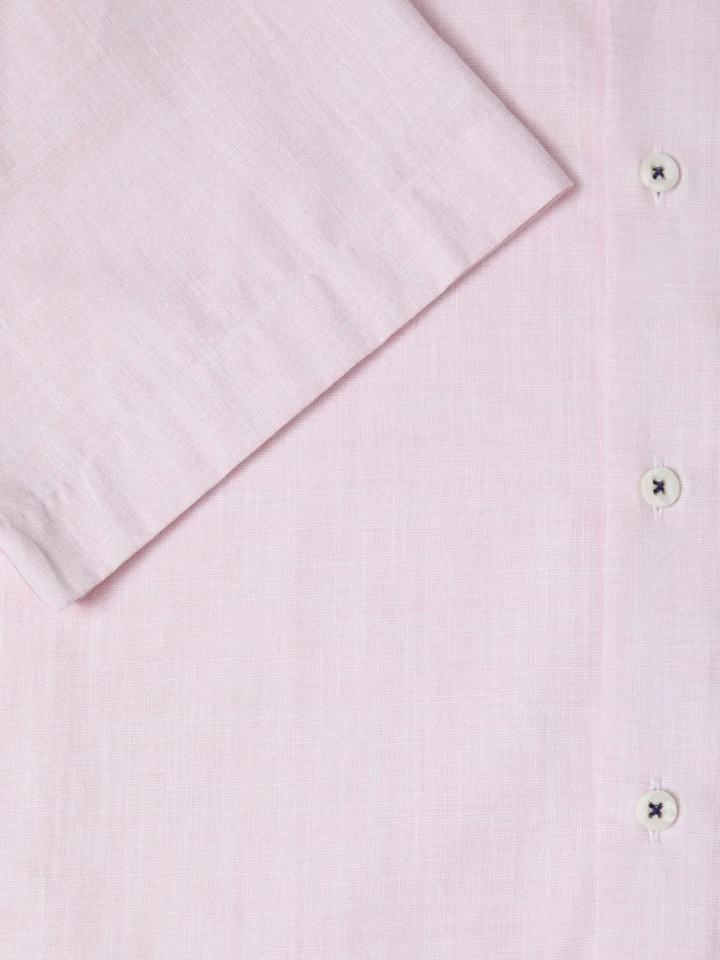 Pure Cotton Short-Sleeve Shirt - Linen-Look Pink