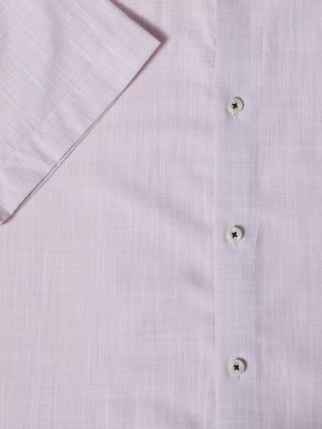 Pure Cotton Short-Sleeve Shirt - Linen-Look Pink