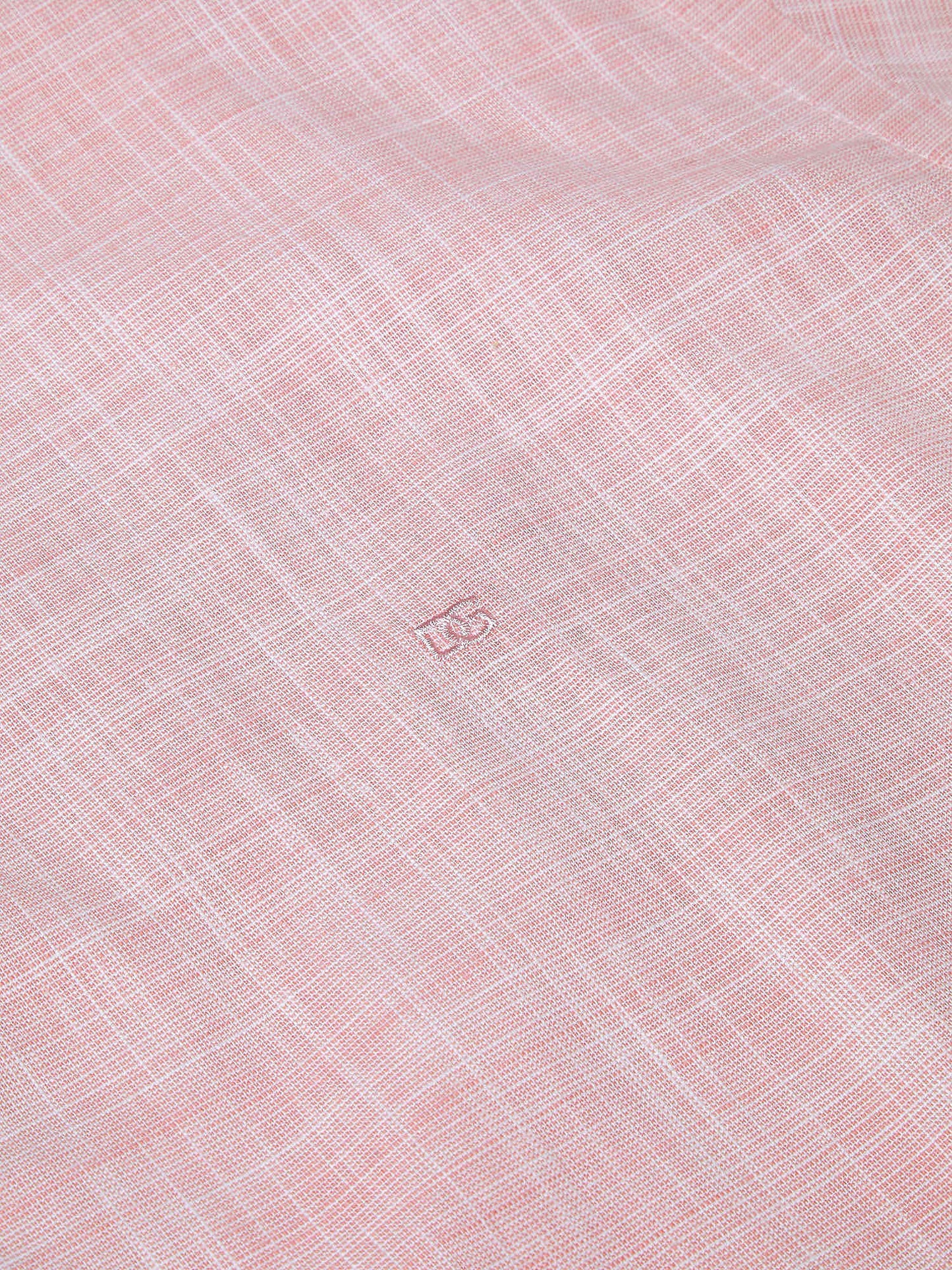 Pure Cotton Short-Sleeve Shirt - Linen-Look Salmon