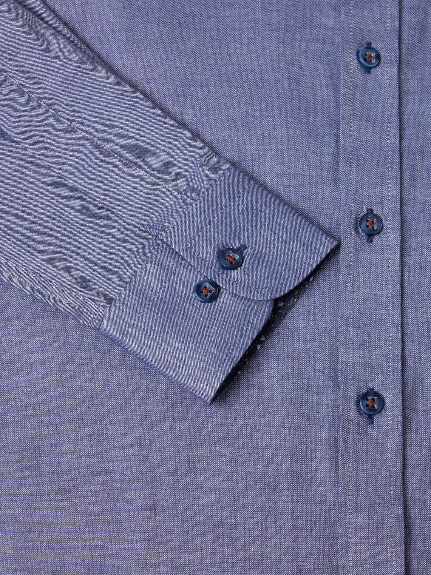 Pure Cotton Button-Down Long-Sleeve Shirt - Blue Shadow