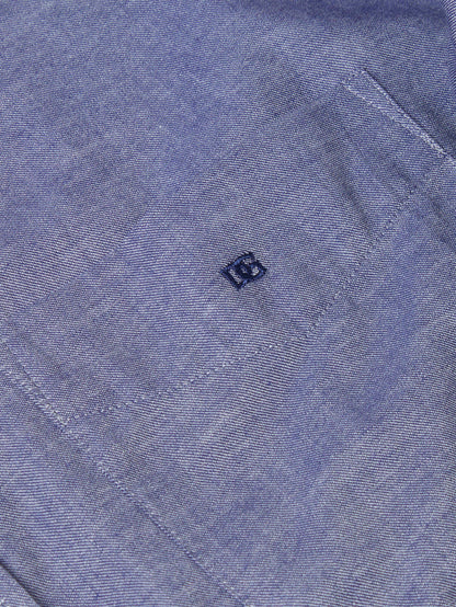 Pure Cotton Button-Down Long-Sleeve Shirt - Blue Shadow