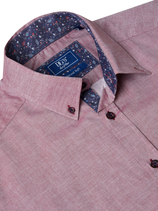 Drifter Pure Cotton Sleeve Shirt - Red Melange