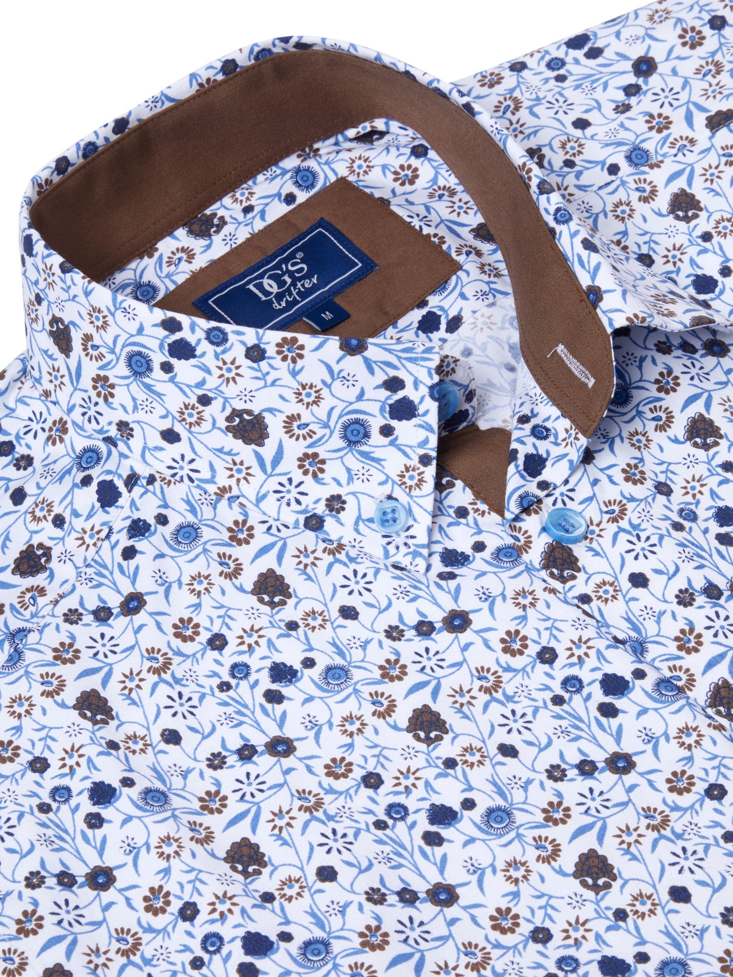 Drifter Cotton Mix Sleeve Shirt - Blue Floral