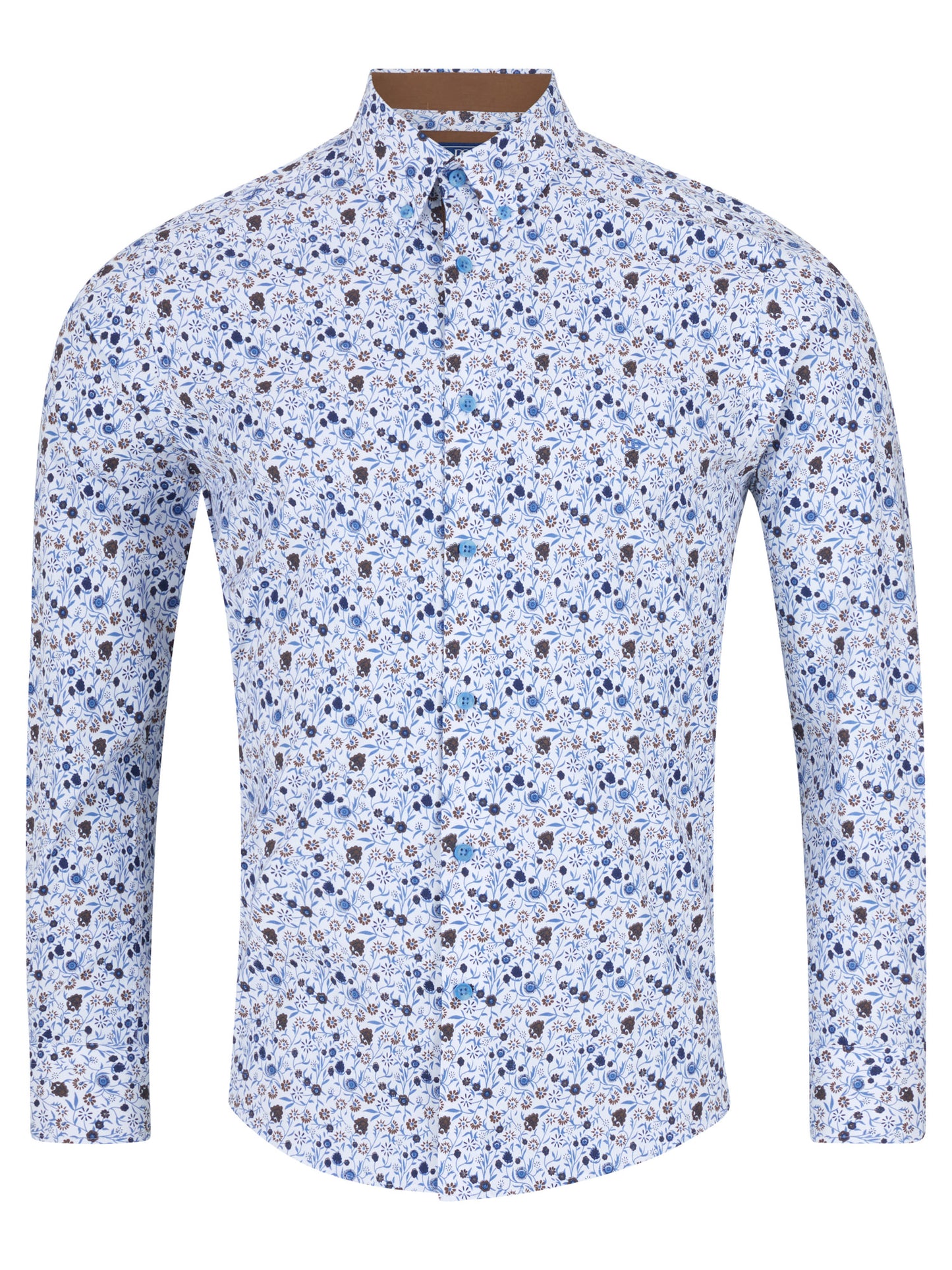 Drifter Cotton Mix Sleeve Shirt - Blue Floral