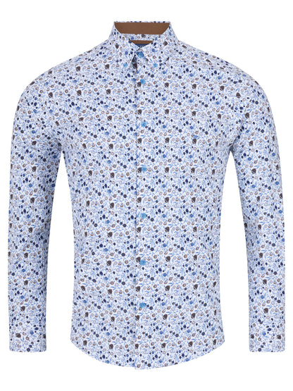 Drifter Cotton Mix Sleeve Shirt - Blue Floral