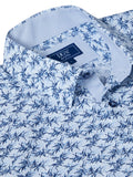 Cotton-Blend Short-Sleeve Shirt - Blue Leaf