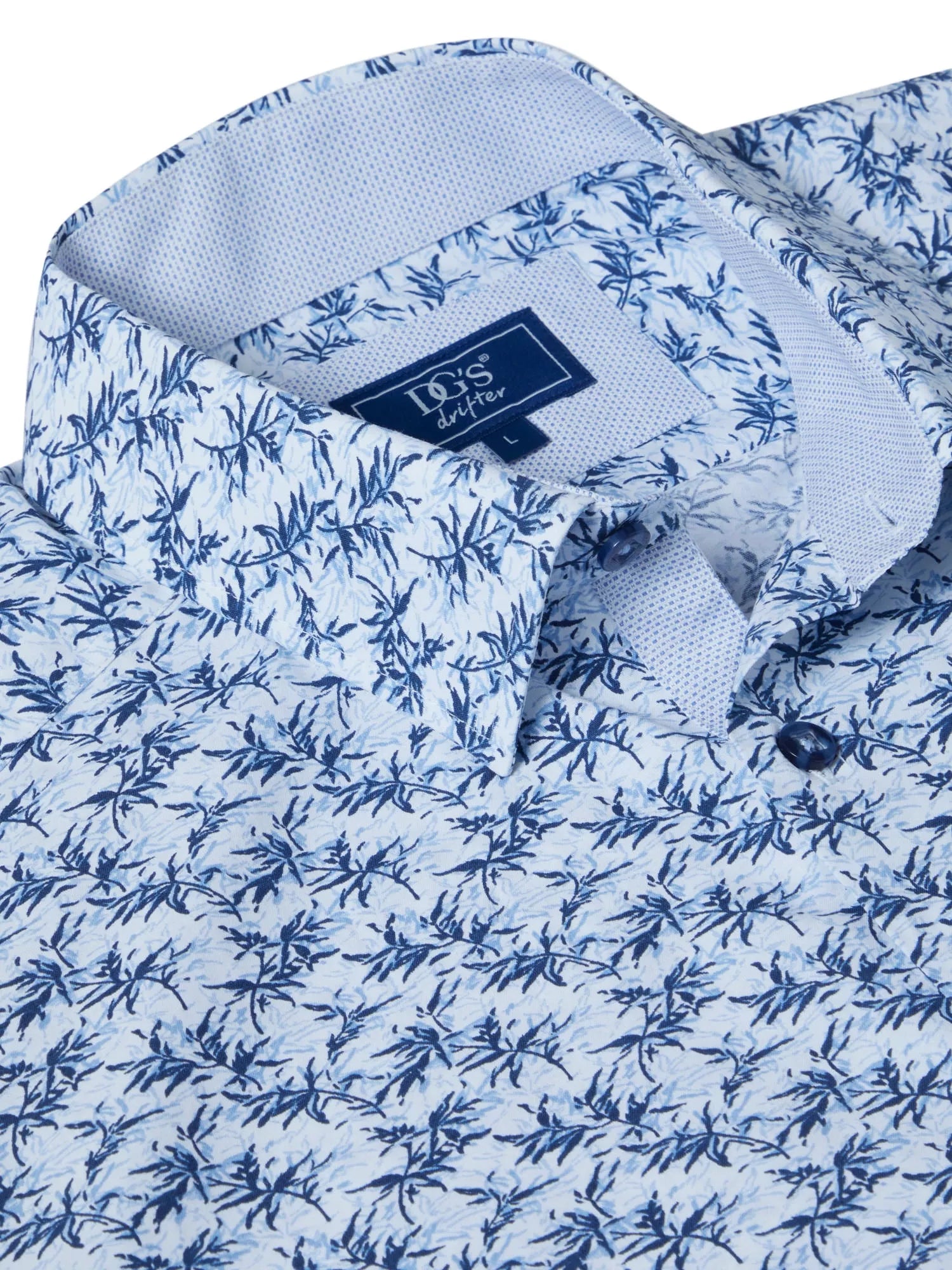 Cotton-Blend Short-Sleeve Shirt - Blue Leaf