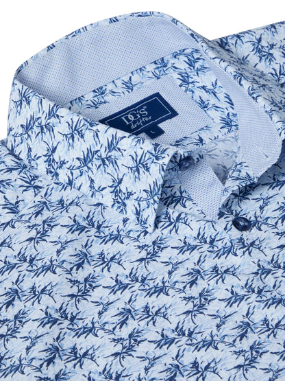 Cotton-Blend Short-Sleeve Shirt - Blue Leaf