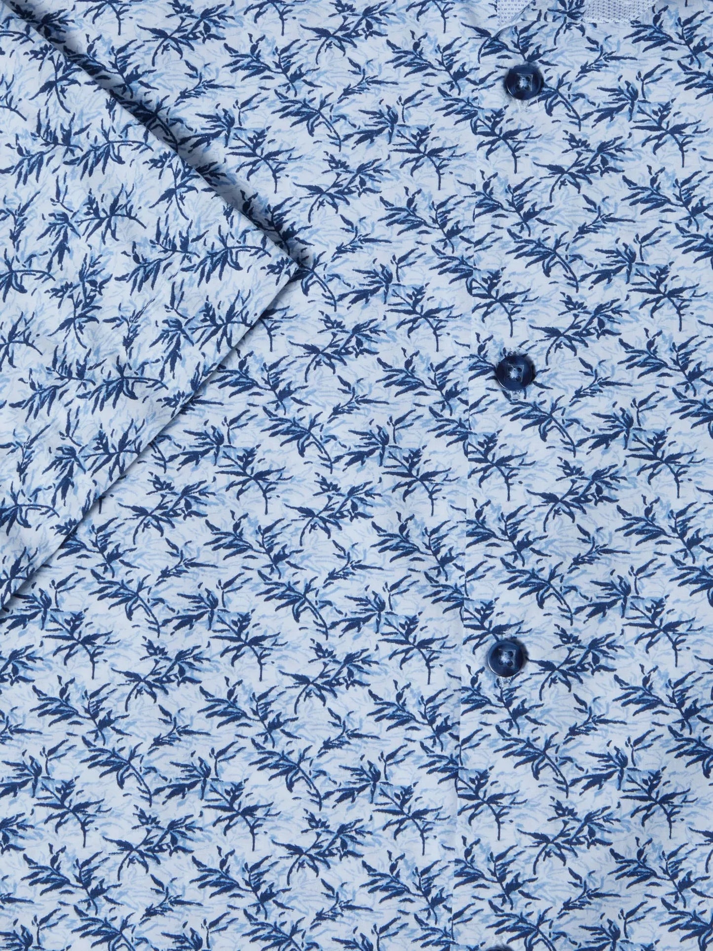 Cotton-Blend Short-Sleeve Shirt - Blue Leaf