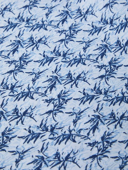Cotton-Blend Short-Sleeve Shirt - Blue Leaf
