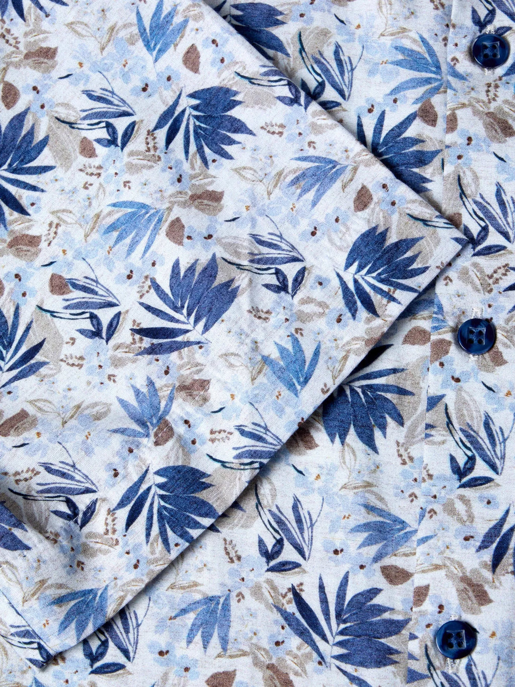 Pure Cotton Short-Sleeve Shirt - Blue Floral
