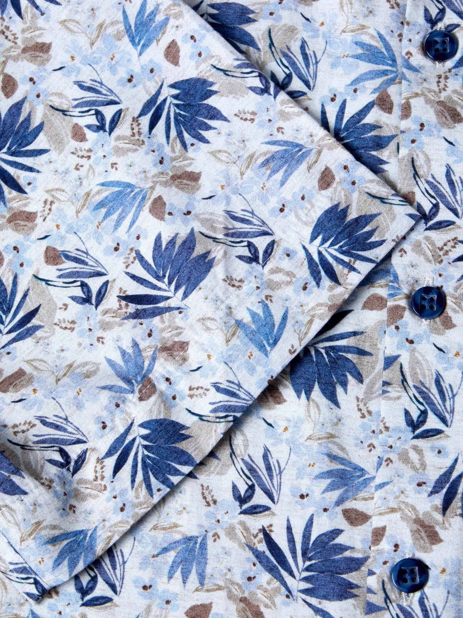 Pure Cotton Short-Sleeve Shirt - Blue Floral