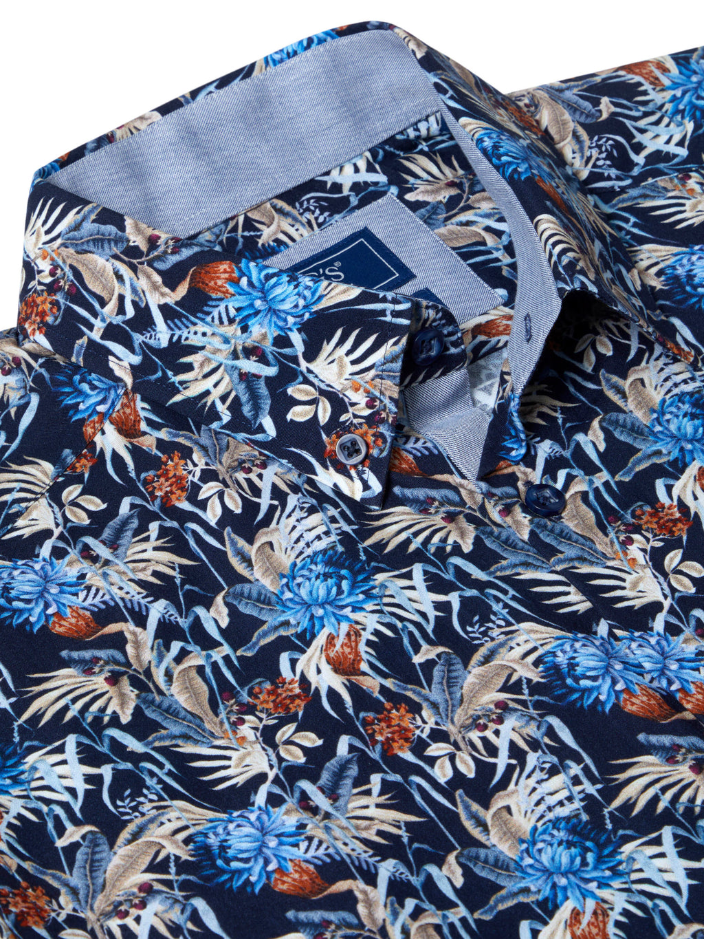 Pure Cotton Short-Sleeve Shirt - Navy Floral