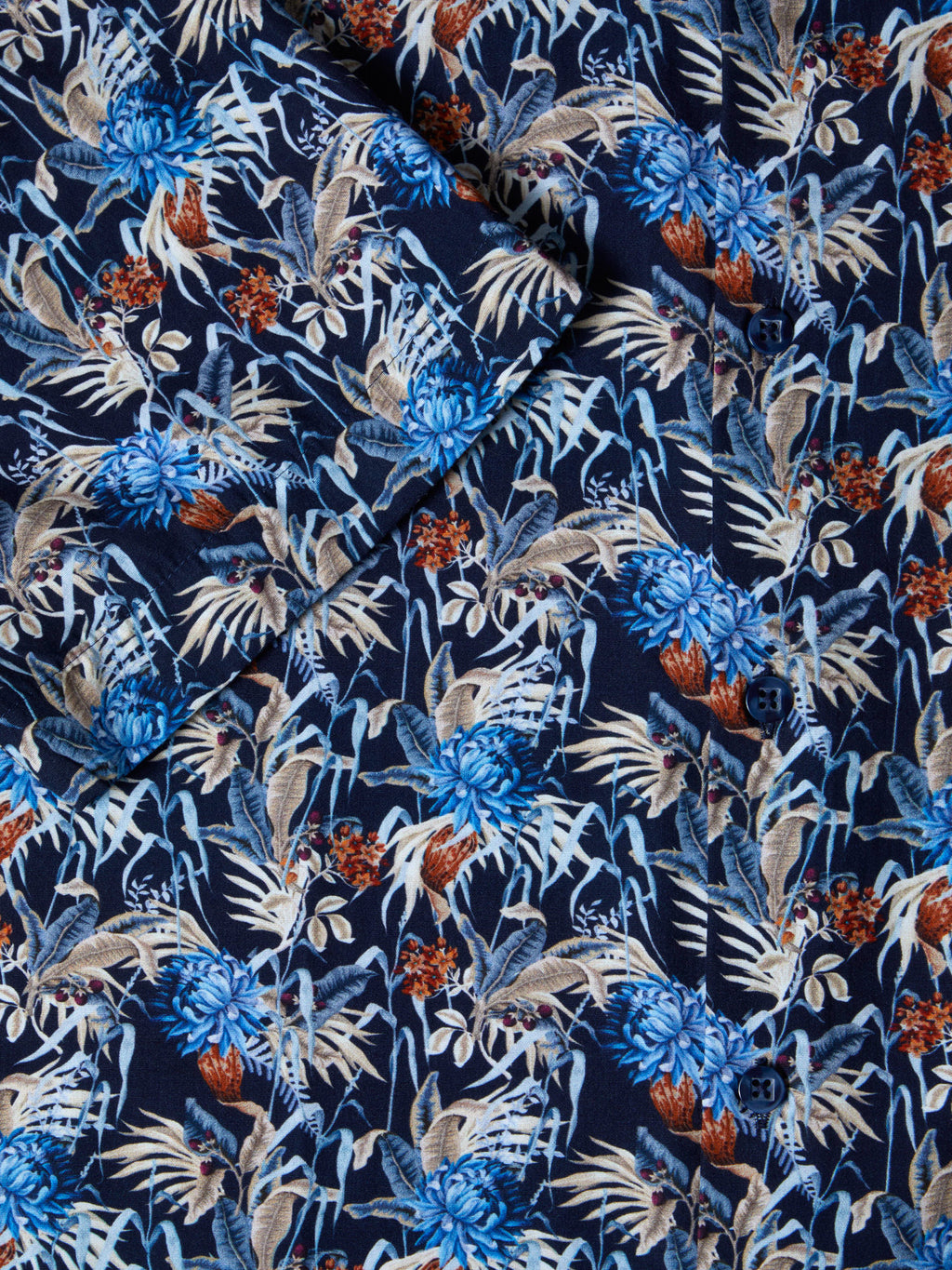 Pure Cotton Short-Sleeve Shirt - Navy Floral