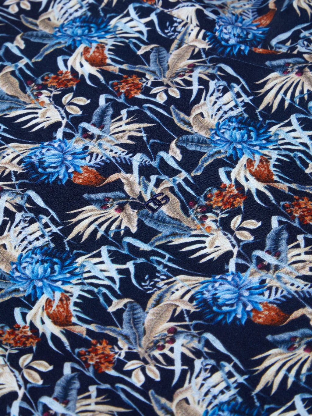 Pure Cotton Short-Sleeve Shirt - Navy Floral