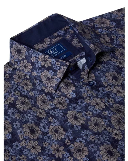 Pure Cotton Short-Sleeve Shirt - Navy Floral II
