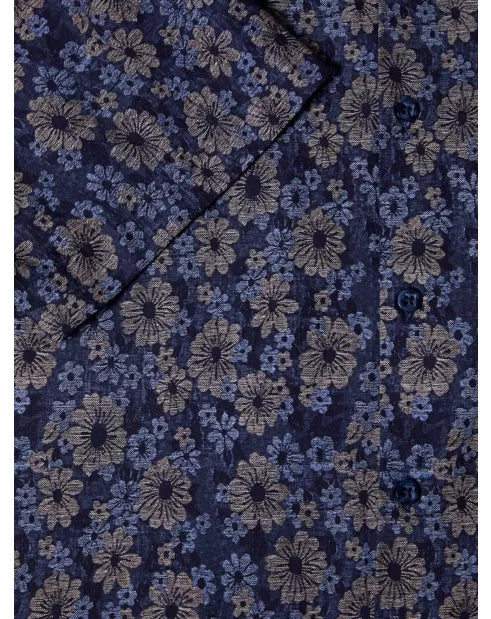 Pure Cotton Short-Sleeve Shirt - Navy Floral II